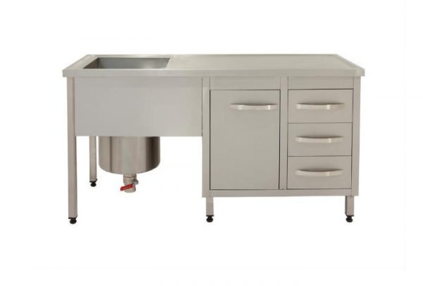 PLASTER PREPARATION TABLE WITH SINK - STAINLESS STEEL