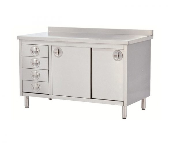 WORKING TABLE WITH DRAWERS AND CABINETS
