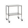 INSTRUMENT TROLLEY WITH 2 SHELVES - STAINLESS STEEL